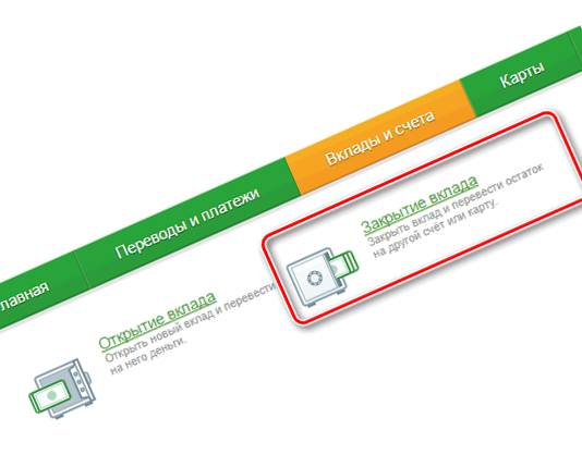Закрытие вклада в Сбербанке Онлайн